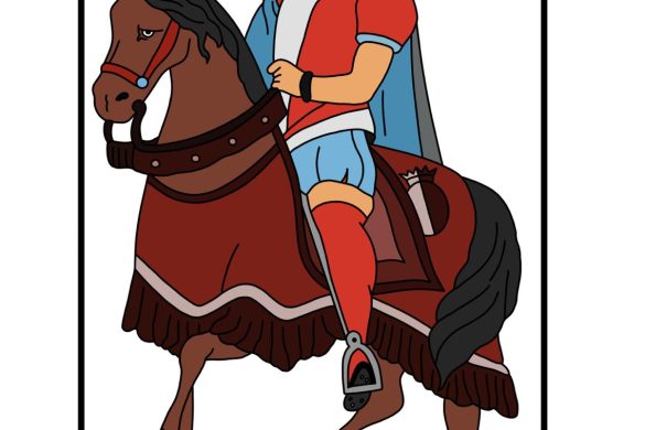 Don Fernando Seoane Antelo ilustrado por Pablo del Valle, a caballo